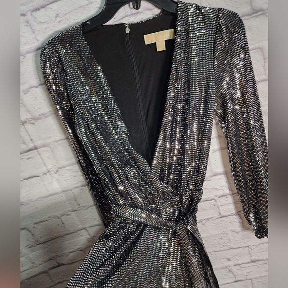 MICHAEL KORS Mirror Dot Matte-Jersey Crossover Dress Size XXS - Picture 2 of 7